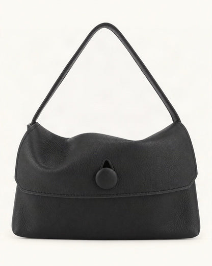 Lambskin Mini Shoulder Bag with Button Flap — straight-on front view on a warm white background