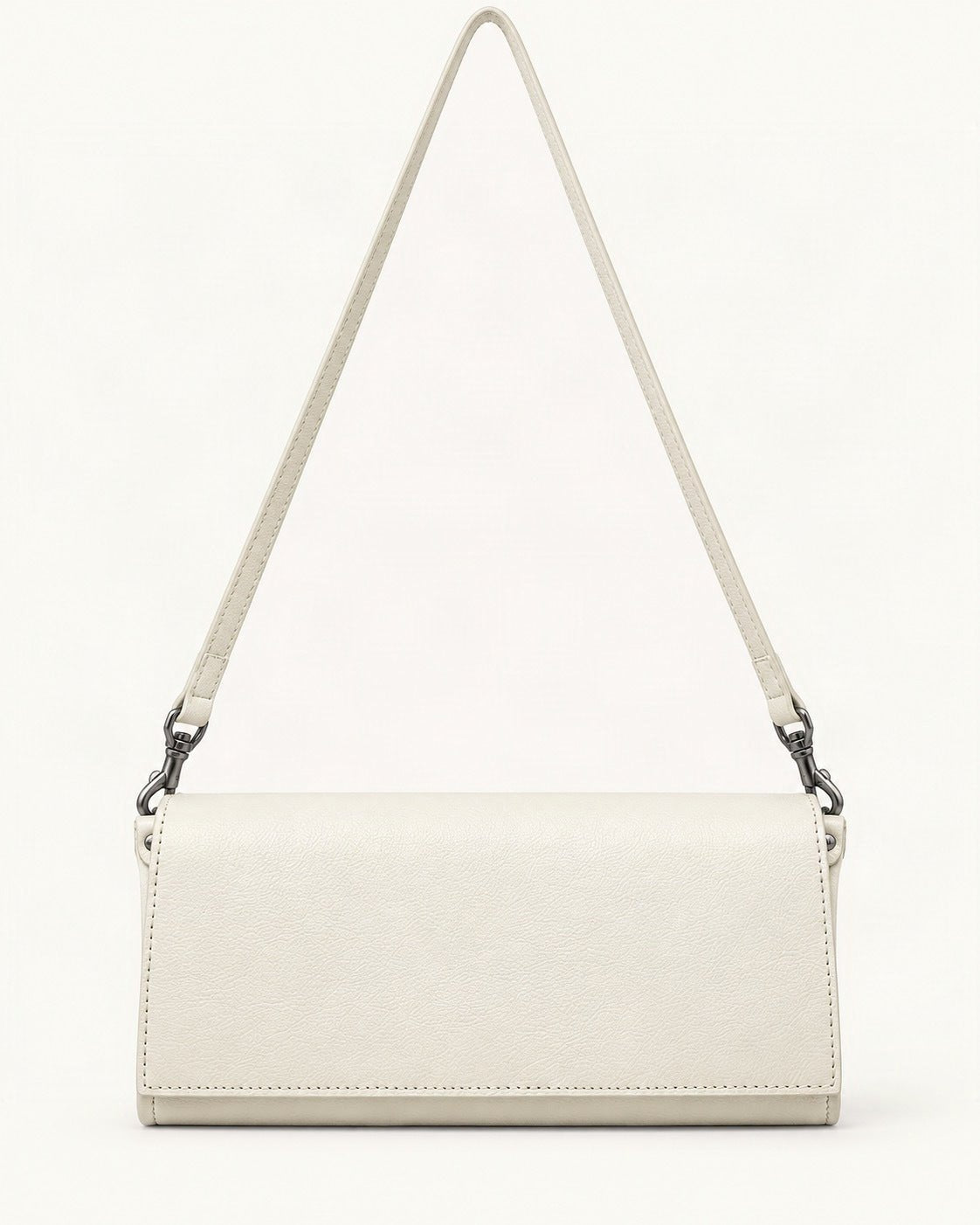 Top-Grain Cowhide Flap Shoulder Bag — straight-on front view on a warm white background