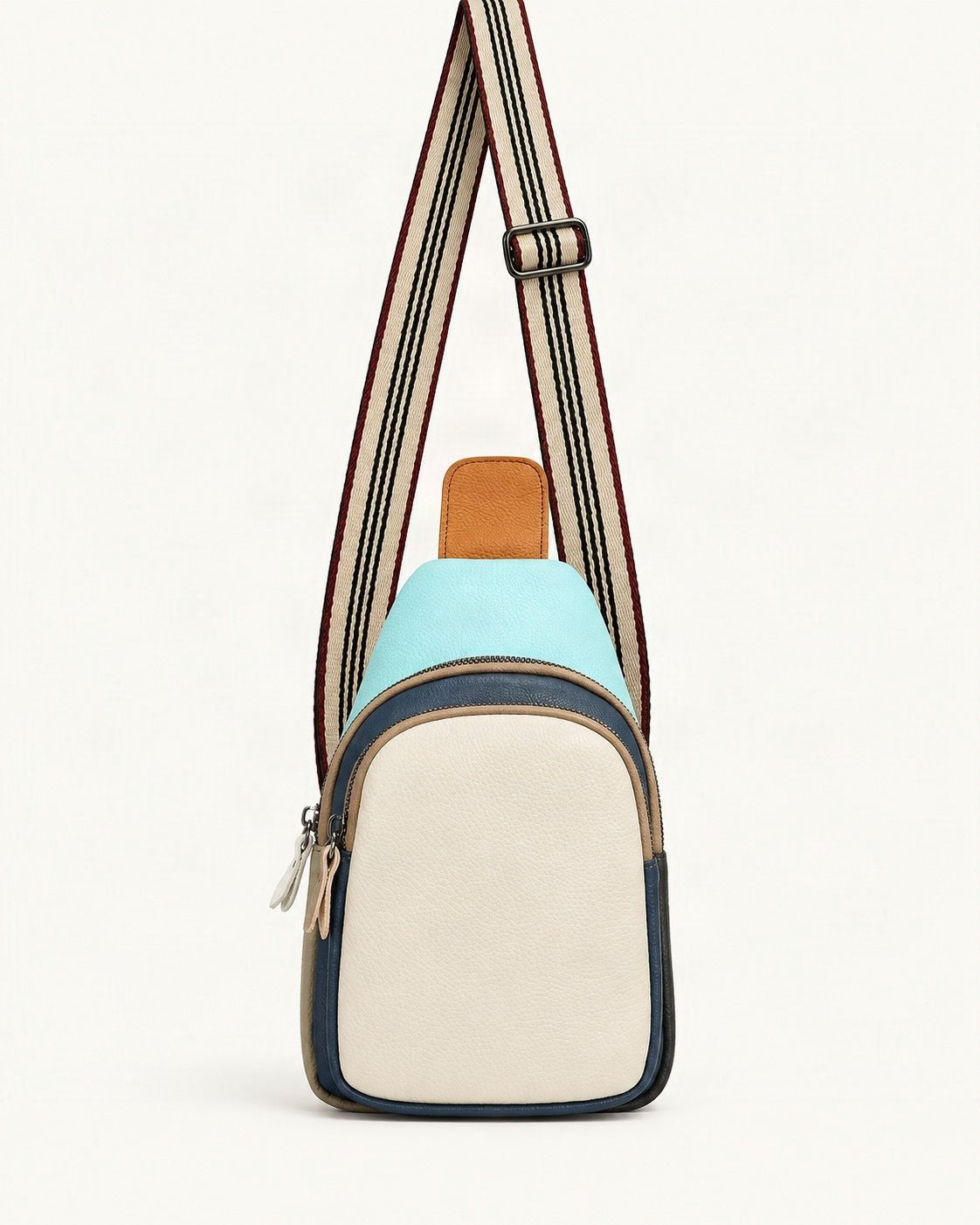 Top-Grain Cowhide Crossbody Sling Bag — straight-on front view on a warm white background