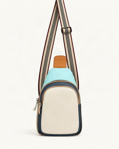 Top-Grain Cowhide Crossbody Sling Bag — straight-on front view on a warm white background