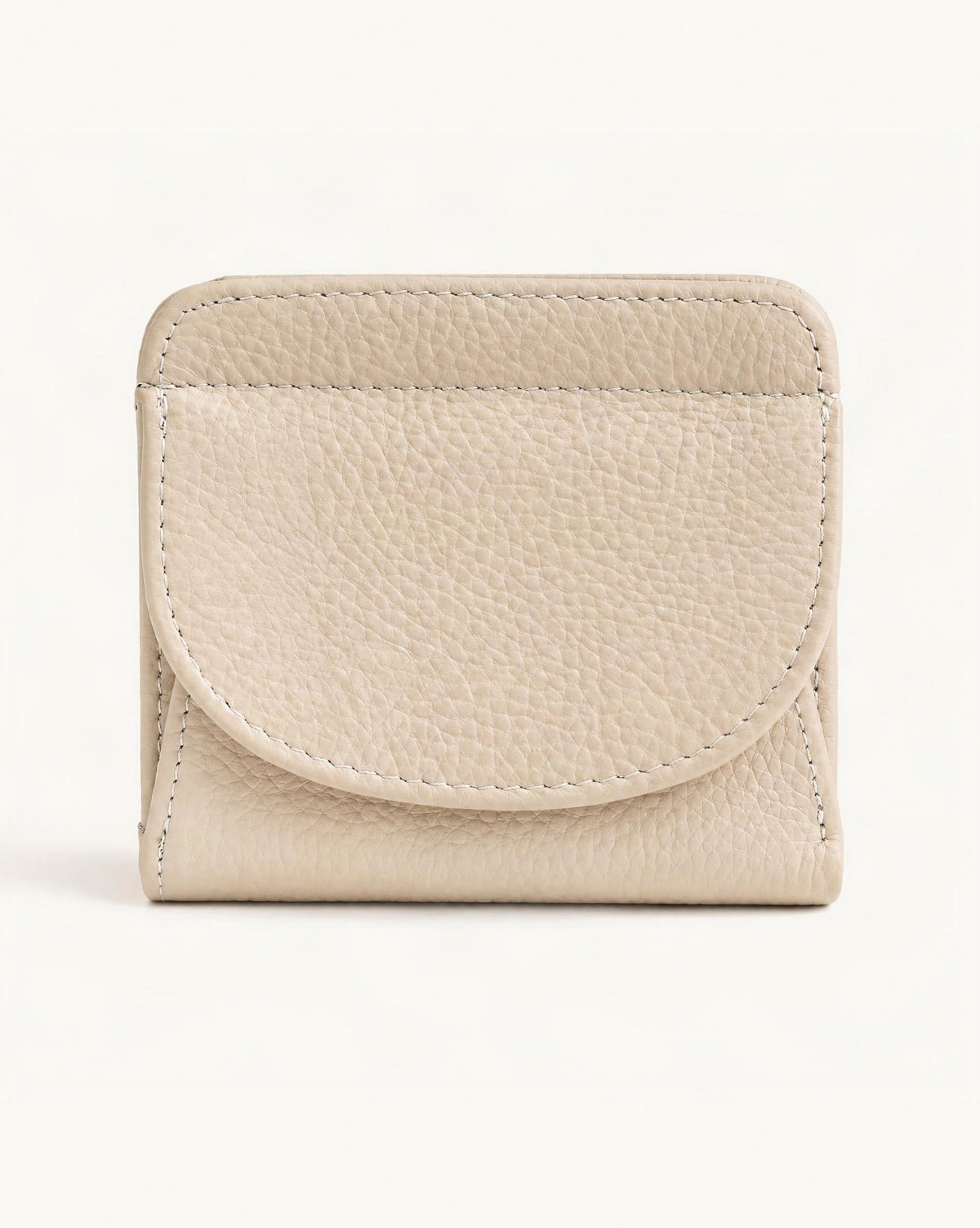 Genuine Leather Bifold Wallet with 8 Card Slots — straight-on front view on a warm white background