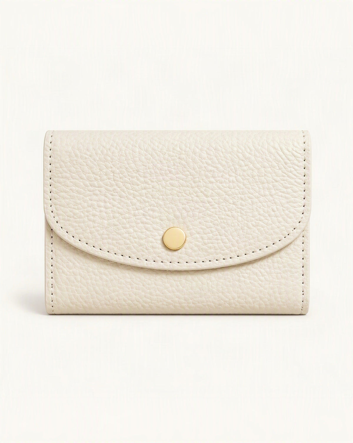 Cowhide Mini Coin Purse Wallet with RFID Card Slots — straight-on front view on a warm white background