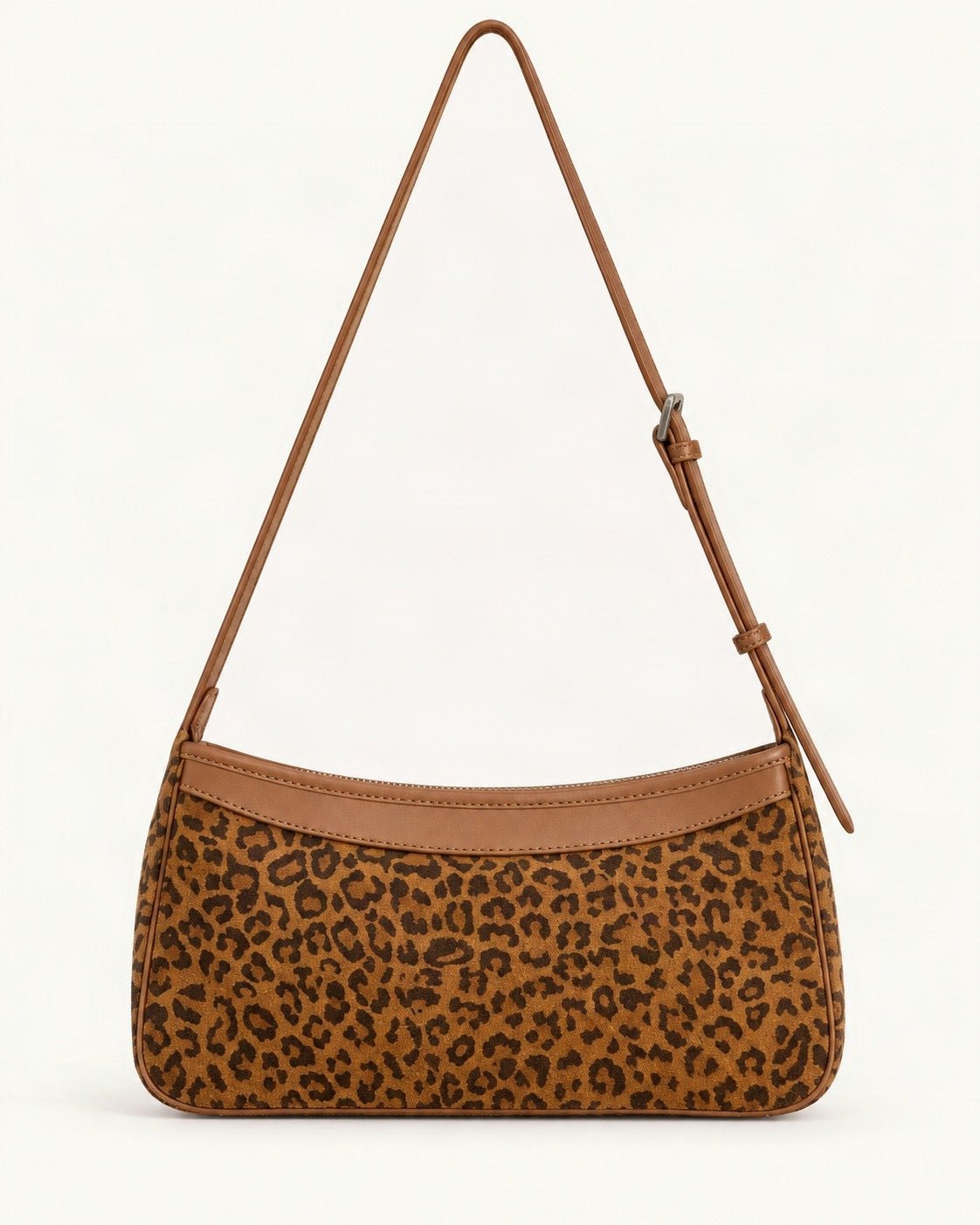 Suede and Cowhide Small Crossbody Bag — straight-on front view on a warm white background