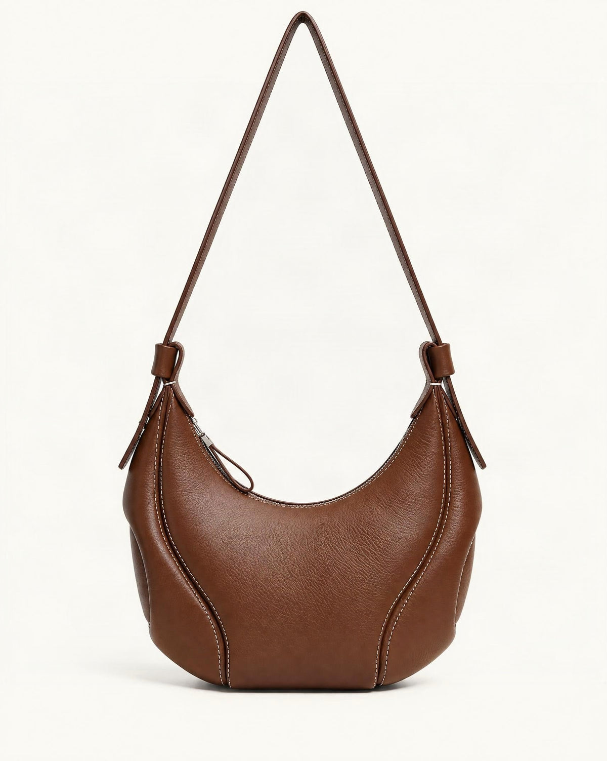 Genuine Leather Underarm Shoulder Bag — straight-on front view on a warm white background