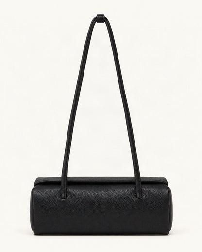 Top-Grain Cowhide Pillow Shoulder Bag — straight-on front view on a warm white background