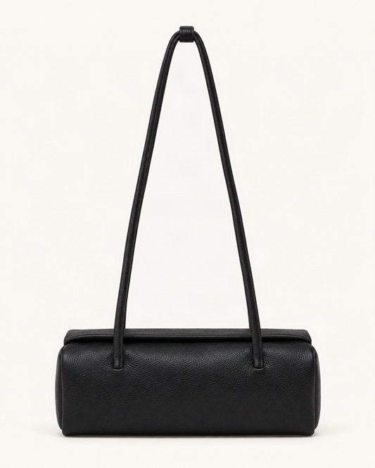 Top-Grain Cowhide Pillow Shoulder Bag — straight-on front view on a warm white background