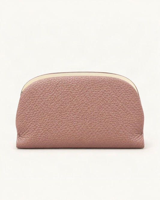 Top-Grain Cowhide Coin Purse — straight-on front view on a warm white background