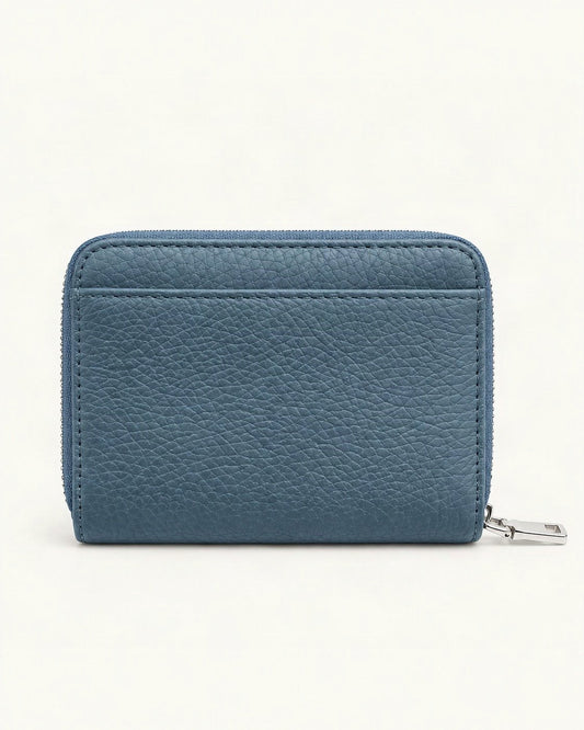 Leather Coin Wallet RFID 6 Pockets 4 Slots — straight-on front view on a warm white background