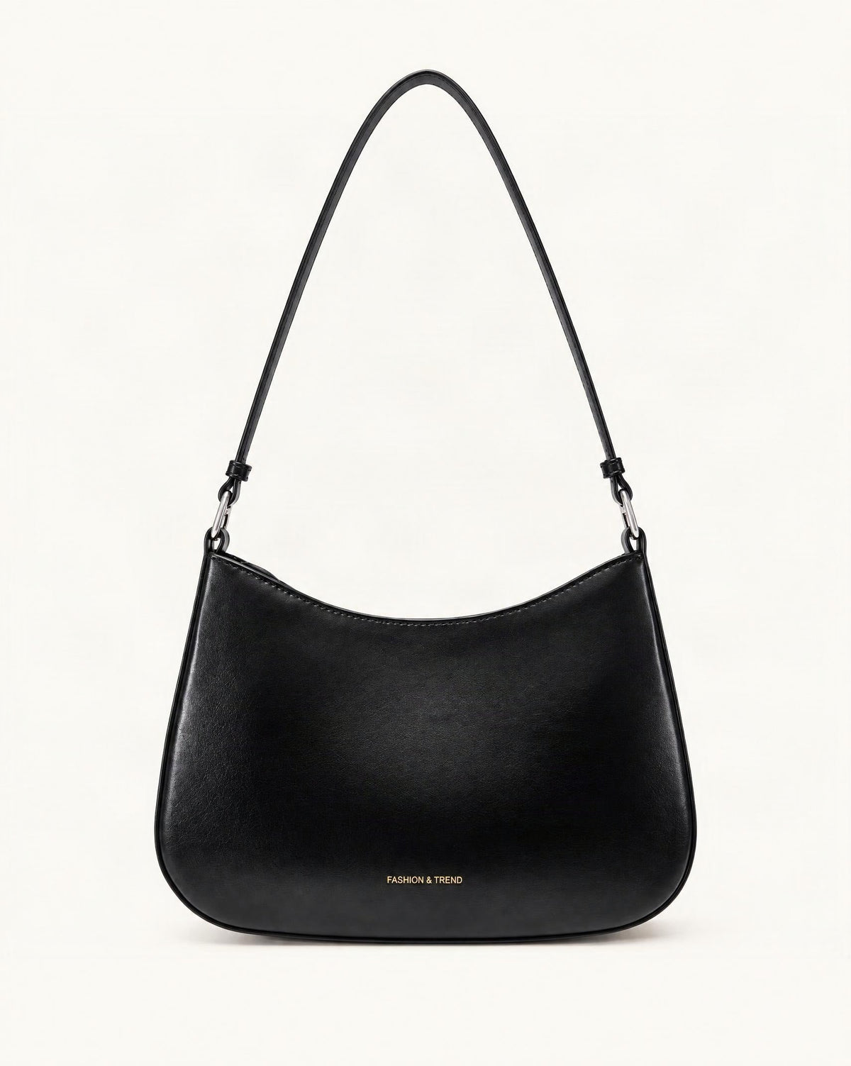 Cowhide Leather Underarm Shoulder Bag — straight-on front view on a warm white background