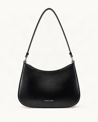 Cowhide Leather Underarm Shoulder Bag — straight-on front view on a warm white background