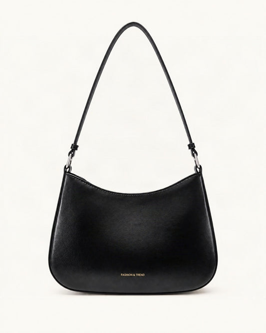 Cowhide Leather Underarm Shoulder Bag — straight-on front view on a warm white background