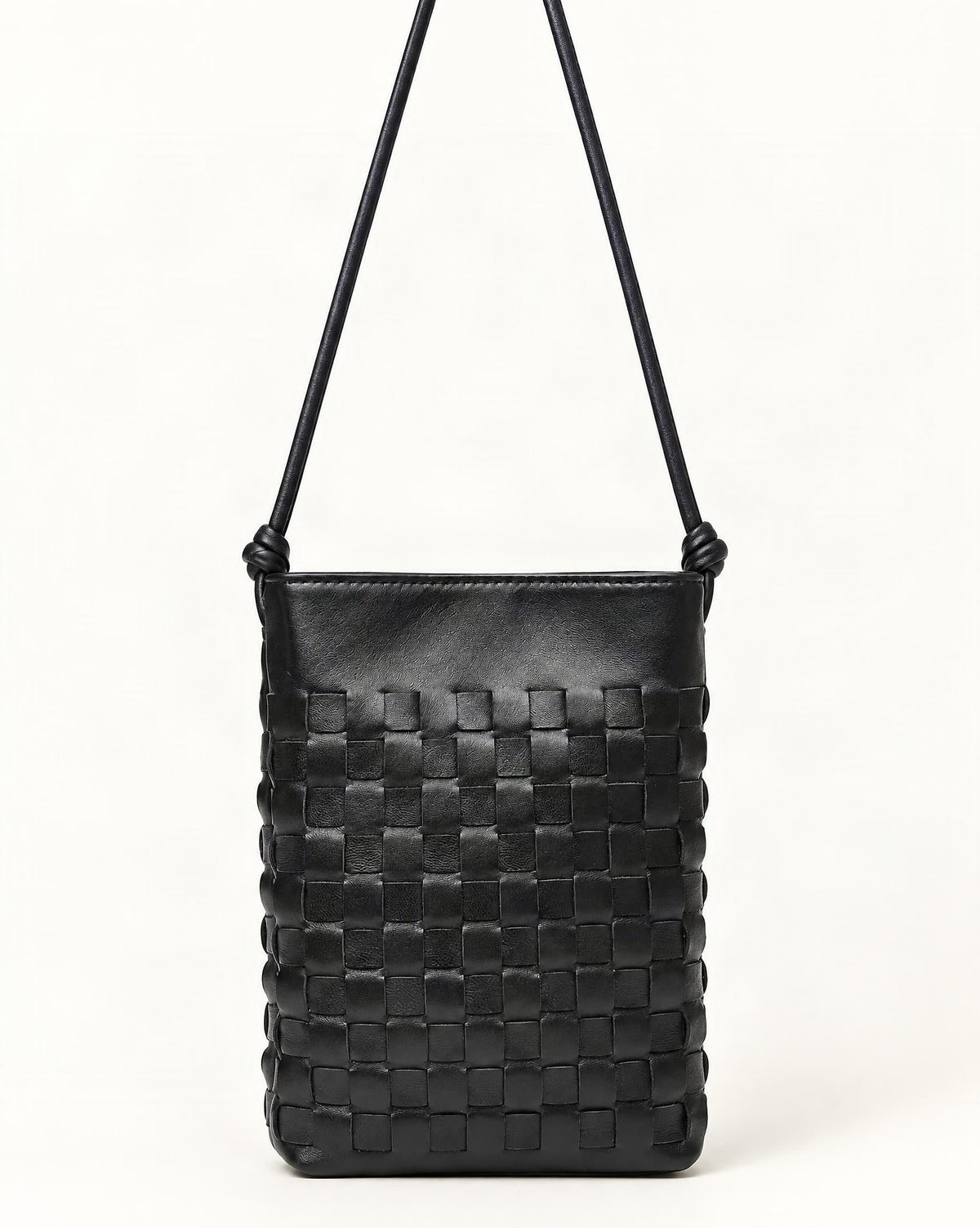 Lambskin Micro Crossbody Phone Bag — straight-on front view on a warm white background