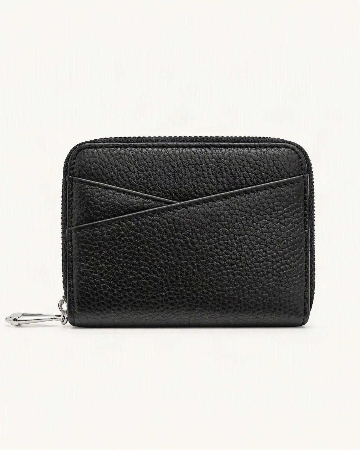 Genuine Leather Coin Purse with RFID Blocking Card Slots — straight-on front view on a warm white background