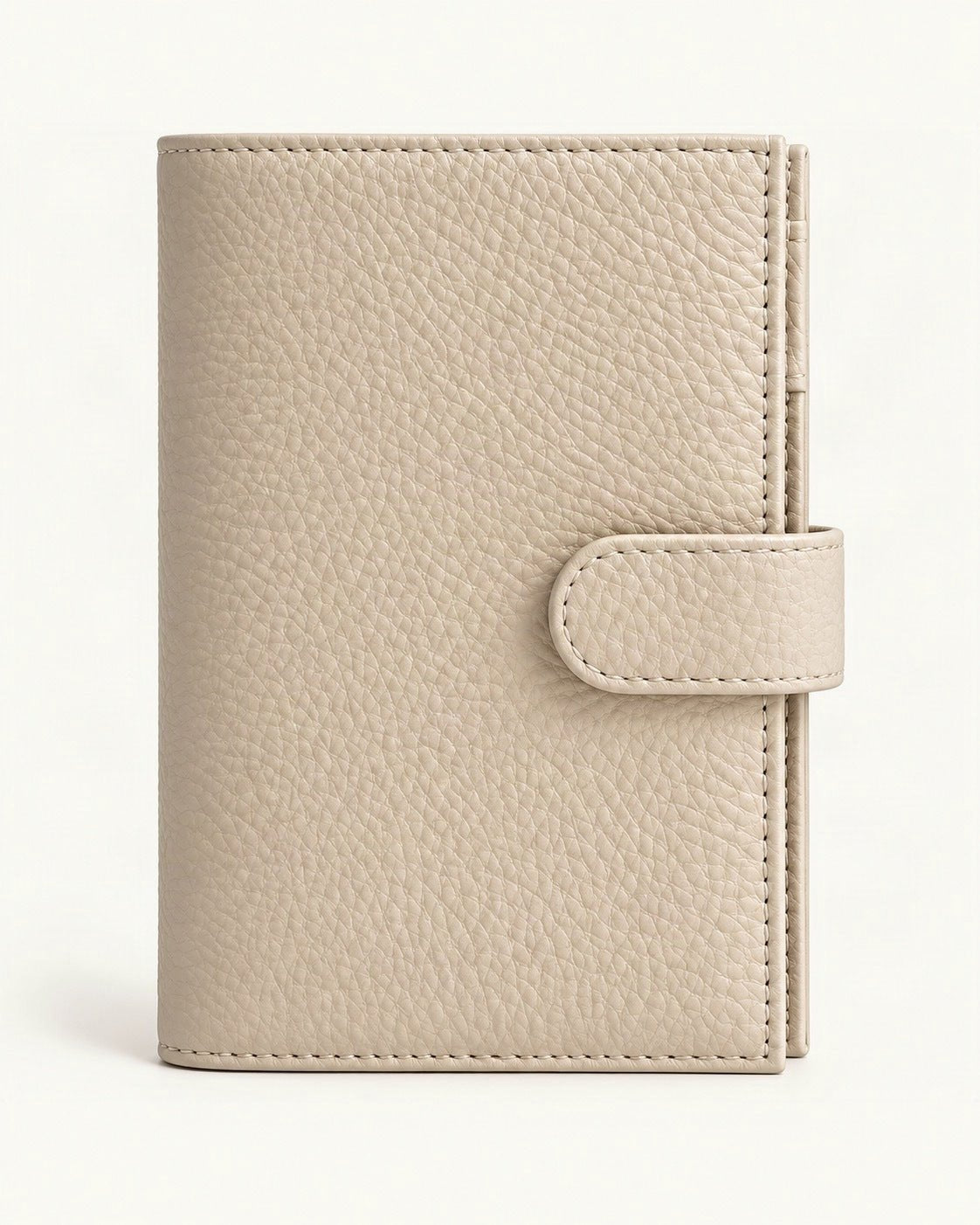Leather Passport Holder Wallet with Pen Slot — straight-on front view on a warm white background