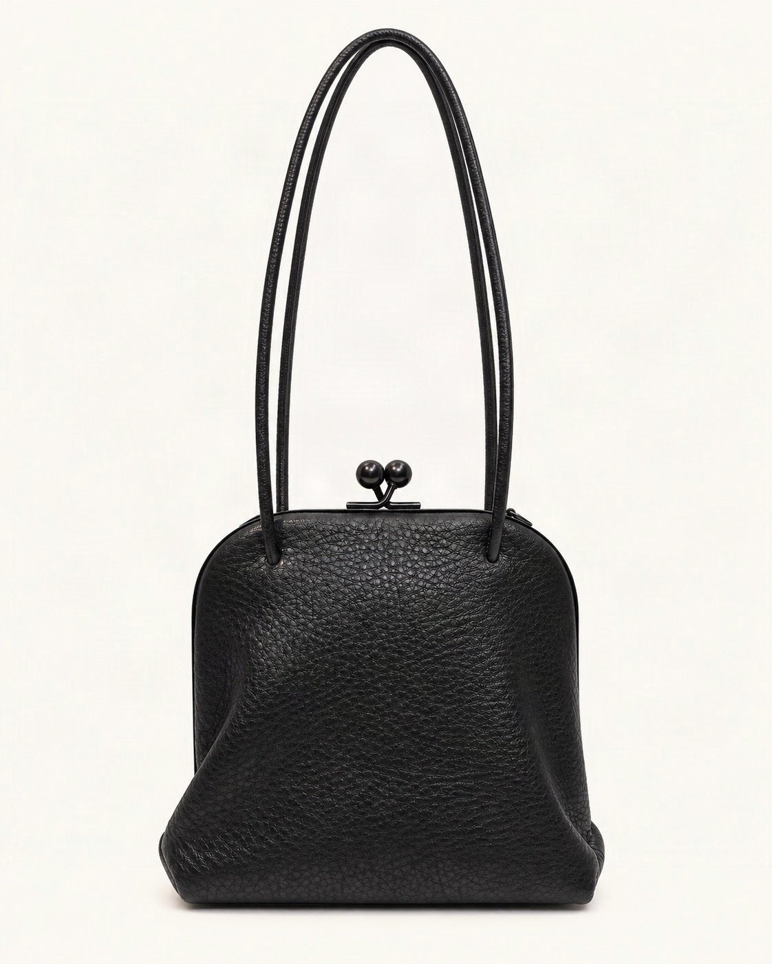 Leather Mini Shoulder Bag — straight-on front view on a warm white background