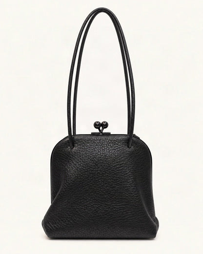 Leather Mini Shoulder Bag — straight-on front view on a warm white background
