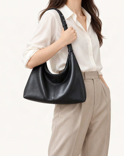 Lambskin Small Hobo Tote Bag worn crossbody
