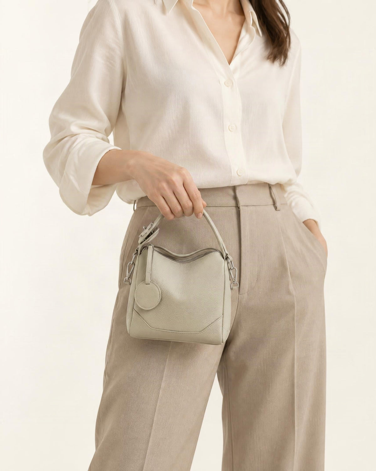 Cowhide Mini Boston Bag Shoulder worn crossbody