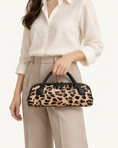 Top-Grain Cowhide Small Plus Top-Handle Shoulder Bag worn crossbody