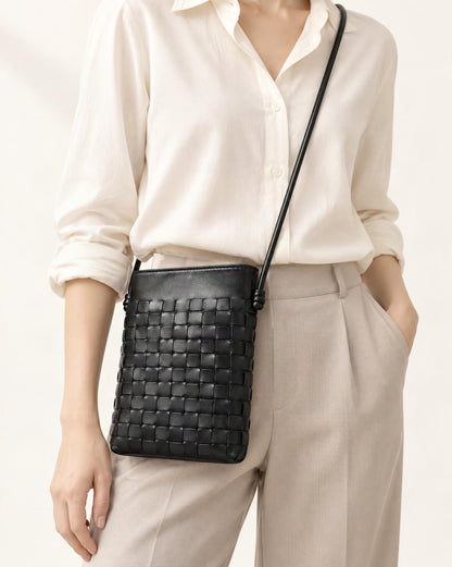 Lambskin Micro Crossbody Phone Bag worn crossbody