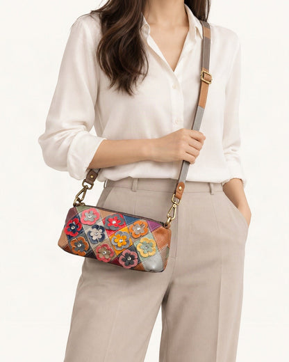 Top-Grain Cowhide Small Crossbody Bag – Color Options worn crossbody