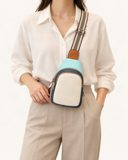Top-Grain Cowhide Crossbody Sling Bag worn crossbody