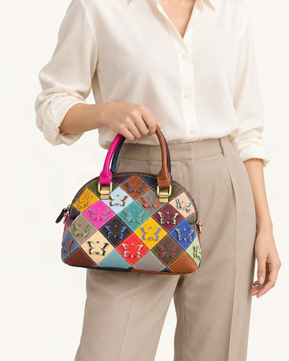Top-Grain Cowhide Small Plus Shell Shoulder Bag worn crossbody