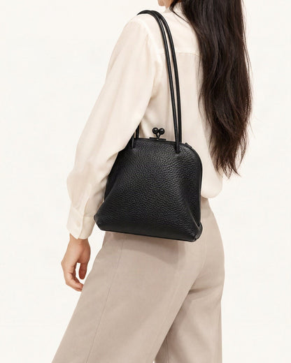 Leather Mini Shoulder Bag worn crossbody
