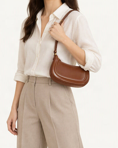 Cowhide Leather Shoulder Bag, Underarm Crossbody worn crossbody